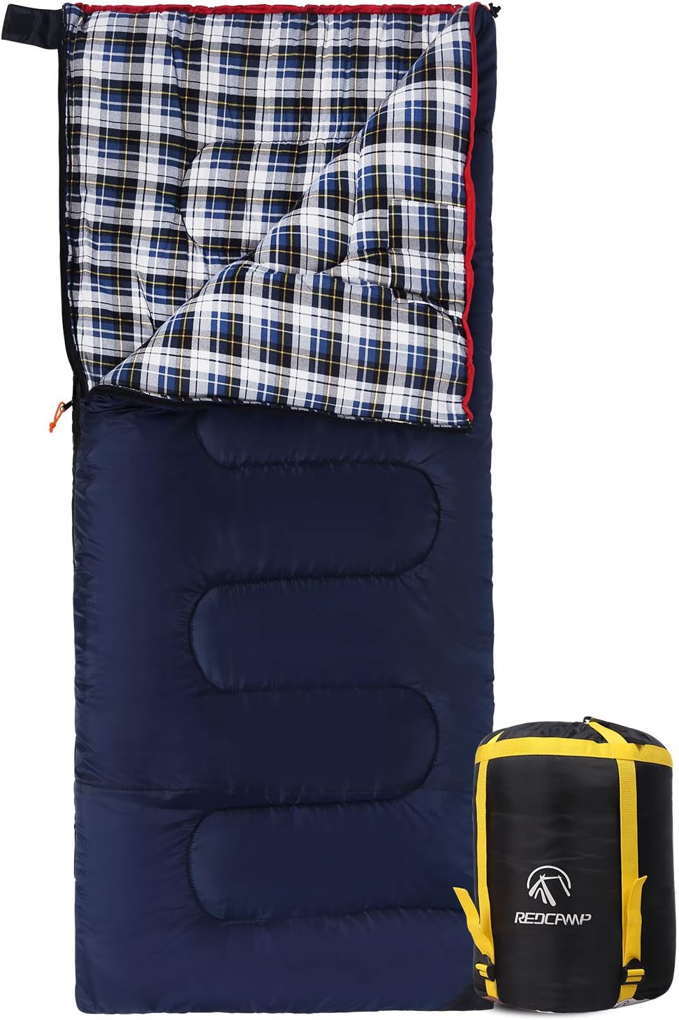 REDCAMP Cotton Flannel Sleeping Bag for Camping Backpacking, Adults Cold Weather Envelope Sleeping Bags with 2/3/4/6lbs Filling
